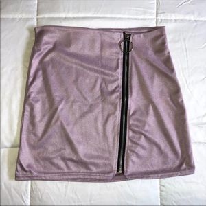 NWOT Lilac Suede Zip Up Mini Skirt